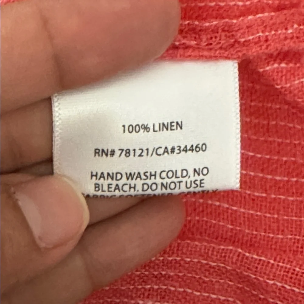 EILEEN FISHER Linen Gause Pinstriped HI Low Boxy Tunic Top Lightweight
